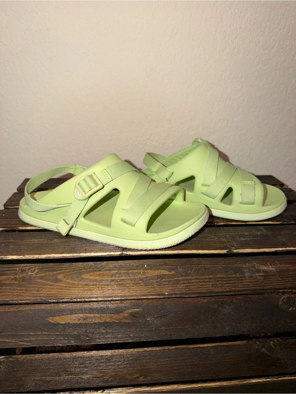 Chaco Kids Neon Lime Strappy Sandals